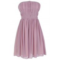 Pleated Strapless Hook and Eye Designer Dress by Minuet in Pale Lavender
